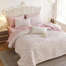 Floral Quilt Set Coquette Cottagecore Shabby Chic Flower Pattern For Women Teen Girls Reversible Lightweight Bedspread Coverlet 3 Pieces Pink Twin Twin XL Size - 粉色 - 查看 3