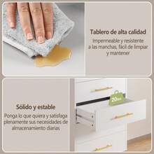 Cómoda de Lujo Ligera para Dormitorio, Armario de Almacenamiento - Blanco - Ver 6