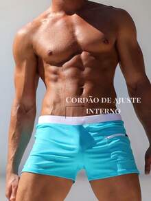 Sunga Boxer - Modelo Highway - Proteção UV50 - Com Bolso - Forro completo - Original Bienpati - Moda praia - Dryfit - Mini boxer - Moda Masculina - Praia - Academia - Fitness - Azul - Visão 5