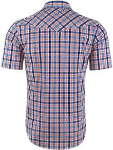 Mens Short Sleeve Plaid Button Down Shirt Western Casual Shirts With Two Pocketshalloween - Hồng - Xem 5