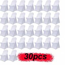 30/60/90/120PCS Stretch Spandex Folding Chair Cover Folding Kitchen Chair Cover, Universal Washable Sofa Cover Protective Cover, Detachable Chair Cover, Suitable For Wedding Party Restaurant Banquet Events - 白色 - 查看 13