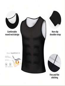 1 件男士运动瘦腰束腰背心，欧美风格桑拿汗蒸健身塑身内衣，出汗腹部塑身健身房锻炼上衣