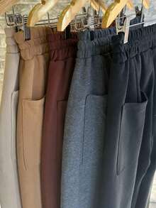 OVERSIZED WIDE Sweatpants With Drawstring Waist UNISEX - 黑色 - 查看 6