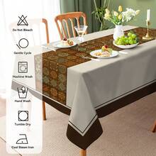 1pc/10pcs Brown Floral Tablecloth, Waterproof And Stain-Resistant, Easy To Clean, Suitable For Dinner, Picnic, Dining Table, Party, Home Decor, Rectangular, Indoor And Outdoor Use, Available In Multiple Sizes