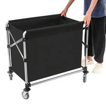YIYIBYUS 87x52x78cm Commercial Laundry Cart, Black Laundry Cart With Wheels, Folding Laundry Cart - Black - View 9