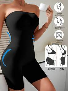 1 pieza Shapewear ligero y transpirable sin tirantes para mujer - Diseño de cintura ceñida y elevación de glúteos de grado deportivo, body invisible sin costuras, ropa deportiva de yoga - Body moldeador de tacto natural [Consulte la tabla de tallas y seleccione el tamaño apropiado]