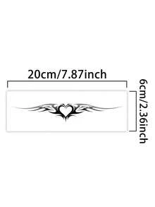 1pc Realistic Temporary Tattoo Sticker, Semi-Permanent Tattoo, Wing, Succubus, Heart Designs, Y2K Style, Waterproof Sweatproof, Lasts 1-2 Weeks, Realistic Herbal Juice Effect, Non-Reflective, Black, Unisex, Applicable To Arms, Chest, Legs, Abdomen, Waist, Fingers, Neck, Spine, Modern Body Art - Black - View 5
