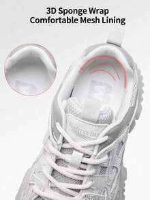 somiliss 6厘米厚底系带网面水钻女式运动鞋，休闲运动鞋，时尚厚底户外步行鞋，灰色，四季皆宜 - 灰色 - 查看 5