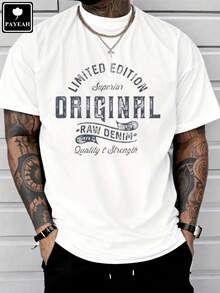 1pcsPAYEAH Original Raw Denim 100% Heavy Cotton T Shirt180gDrop Shoulder Men's Autumn Cotton T-Shirt Thick Sturdy Fabric Easy Match Office​ - White - View 6