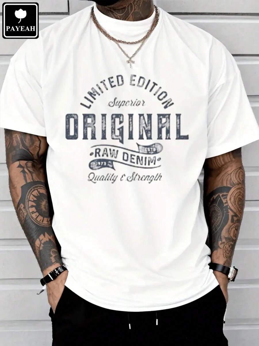 PAYEAH Original Raw Denim 100% Heavy Cotton T-Shirt - 白色 - 查看 1