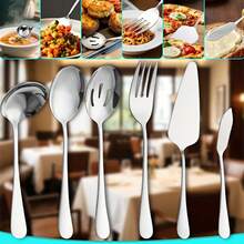 6 Stücke hochwertiges Besteck-Set aus Edelstahl, beinhaltet Servierlöffel, Kelle, Serviergabel, Suppenlöffel, Kuchenheber, Buttermesser, geeignet für Bankette, Buffets, Restaurants, Hotels, Zuhause (verschiedene Farben erhältlich), Catering Küchen Essservice Set, Edelstahl Buffet Party Serviergeschirr