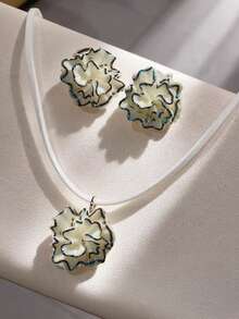 1set Colorful Faux Pearl Luster Flower Earrings Necklace Set, Elegant And High-Class Jewelry Suitable For Daily Wear For Women Valentines,Mom,Mother,Mother's Day,Gift - Pearlescent Flower Set - View 21