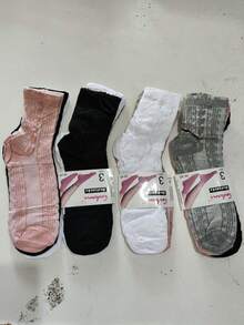 kit 6 par meias feminina  bom qualidade ótimo valor cano longa branco com textura