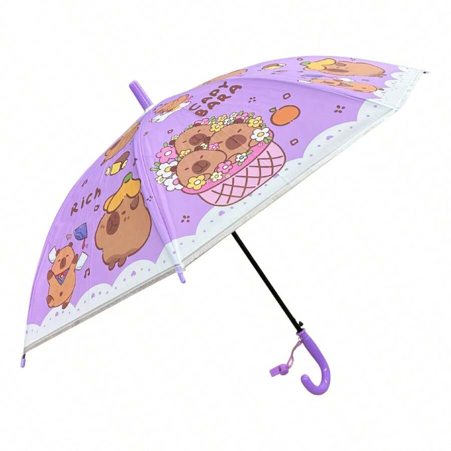 Automatic Lightweight Children's Umbrella With Whistle And Capybara Design - 紫丁香 - 查看 1