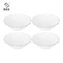 Białe zestawy obiadowe ze złotym rantem - nowoczesny styl, nowy zestaw obiadowy z porcelany kostnej, piękne krawędzie w kształcie muszli i luksusowe złote wykończenia - odporny na zarysowania, zestawy talerzy i misek do zmywarki ceramicznej, zestaw naczyń, zestaw misek i talerzy, zestaw obiadowy do kuchni, ceramiczne naczynia do mikrofalówki i zmywarki, biały,