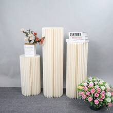 3Pack High Quality Foldable Cardboard Wedding Centerpiece Display,Cylinder Flowers Stand,Columns Display For Wedding Party Garden Decoration,Shopping Mall Window Display Rack,Food Display Stand - White - View 3