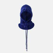 1pc Women's Drawstring Balaclava Solid Color Knit Hat, Neck Warmer Wool Detachable Hoodie, Casual Streetwear - Dharma Hat - View 18