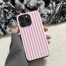 1 Unique 360 ° White And Pink Stripe Printed Phone Case - Cute And Minimalist 2-In-1 Design, Drop-Proof And Shock-Proof Full Coverage, Compatible With IPhone 16 Pro Max/16 Pro/16 Plus/16/15/14/13/12/11. Stylish And Cute - Ideal For Holiday Gifts - Sọc hồng và trắng - Xem 3