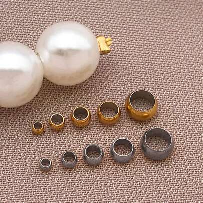 50pcs 304 Stainless Steel Tube Crimp Beads Cord End Caps Diameter 1.5/2/2.5/3/4mm For DIY Earring Necklace Jewelry Making