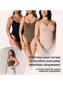 Tummy Control Bodysuit – Thong Shapewear With Snatched Waist - Màu be - Xem 2