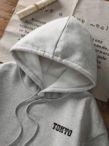 Áo nỉ nữ kiểu dáng thường ngày, in hình xe thể thao màu cam tối giản và chữ cái, đa năng cho trang phục hàng ngày, mùa thu/đông. - Màu xám đậm - Xem 7