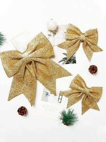 1pc/5pcs/10pcs Christmas Barn Door, Christmas Tree, Snowy Landscape Party Theme Gold Powder Christmas Confetti Bowknot Decor