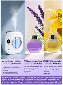 جهاز نشر العطور المنزلي، جهاز أروماثيرابي قابل للشحن، رذاذ أروماثيرابي كهربائي قابل للتثبيت على الحائط، مع إضاءة محيطة ملونة. يحتوي على 5 أوضاع عمل قابلة للتعديل و6 روائح أروماثيرابي للاختيار منها. الروائح طازجة وطبيعية، ويمكن وضعه في غرفة النوم أو غرفة المعيشة أو المكتب أو الحمام