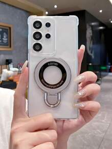 适用于三星 Galaxy S24 S23 S22 S21 的透明电镀磁吸支架保护壳 - 無色 - 查看 3