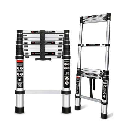 SIDIANBAN Telescoping Ladder, 3 Meter Stainless Steel Collapsible Extension Ladder, 150KG Capacity With Non-Slip Feet, One-Button Retraction Portable Multi-Purpose Compact Ladder For Home, RV, Loft