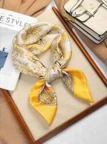 1条丝滑印花方巾，日常必备配饰，多功能发圈，时尚百搭，轻松搭配各种服饰