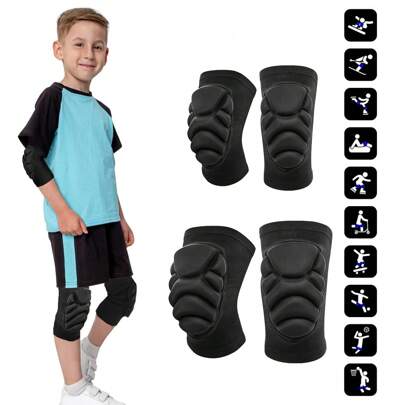 1 Pair Kids/Teens Knee Or Elbow Pads, Thick Compression Support Sleeve, Breathable & Lightweight, Protective Gear For Basketball, Wrestling, Football, Volleyball, Skiing, Dance And Other Sports
