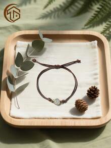 Zhenwei xina 1-Piece Sparkling Heart & Circle Crystal-Clear CZ Charm Bracelet Set – Shimmering Rhodium-Plated Distance Bracelets For Couples / Best Friends, Valentine's & Summer Beach Gift