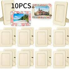 10pcs Unfinished Wooden Photo Frames, 6 Inch, DIY Craft Project, Can Be Placed Horizontally Or Vertically, Art Supplies, Suitable For Party Gifts, Classroom Crafts, Adult Crafts, Valentine's Day Gifts, Diamond Painting Accessories, Frame Decor, Personalized Gifts, Wedding Decor, Room Decor, Bedroom Accessories, New Year Gifts, Office Desk Accessories, New Year Decor, Couple Decor, Anniversary Souvenirs