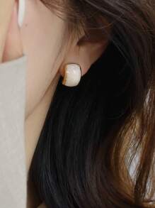 6 件/套简约几何猫眼仿珍珠耳环，新款时尚别致耳钉套装，适合女性日常和节日佩戴