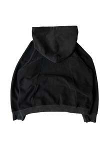Y2K Street Double Hat Oversized Hoodie Black Full Face Mask Zip Hoodie With Embroidery - 黑色 - 查看 3