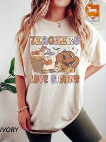 Tea Love Brains Shirt, Funny Halloween Tea Shirt, Halloween Tea T-Shirt Shirt, Fall Tea Shirt, , Iprintasty - Blanco - Ver 1