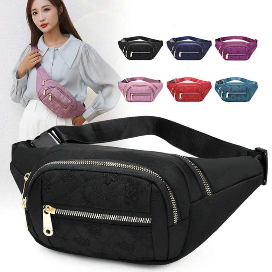 Bolsa de cintura para mujeres, bolsa de cinturón impermeable de tela de buey, bolsa de diseñador cruzada, bolsa de pecho, moda femenina, riñonera, bolso de cadera tipo banana - Morado - Ver 1