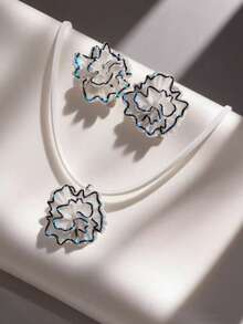 1set Colorful Faux Pearl Luster Flower Earrings Necklace Set, Elegant And High-Class Jewelry Suitable For Daily Wear For Women Valentines,Mom,Mother,Mother's Day,Gift - Pearlescent Flower Set - View 20