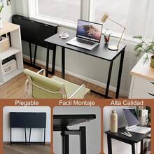 HOMEMAKE Furniture Escritorio de Computadora Plegable Se Puede Usar para Oficina Ahorro de Espacio de Estudio 80 x 40 x 74cm Nuez - Negro - Ver 5