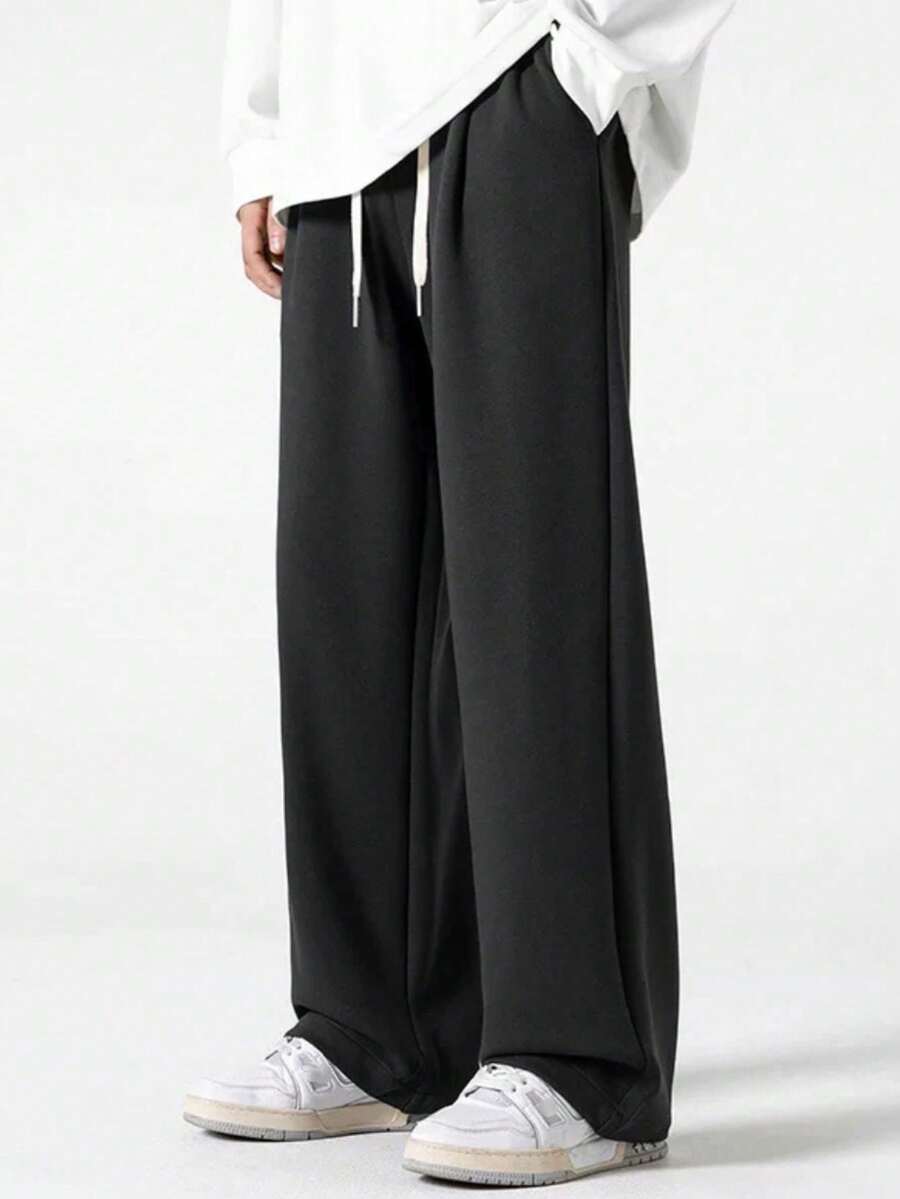 OVERSIZED WIDE Sweatpants With Drawstring Waist UNISEX - 黑色 - 查看 1