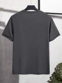 populares de la nueva temporada 2026 Manfinity Homme Men's Letter Print Round Neck Short Sleeve Casual Slim Fit T-Shirt - Gris 3 - Ver 3