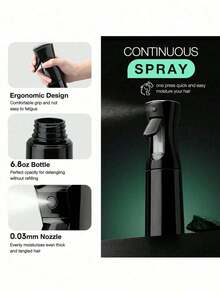 1/3/5/7/8pcs Hair Styling Tool Set, 200ml Spray Bottle, Detangling Brush, Volumizing Brush, Tail Comb, Edge Brush, Braiding Tools, Elastic Hair Tie Pliers, Disposable Hair Tie Remover, Curling Hair Tie Remover - Black - View 9