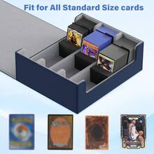 Trading Card Storage Box For 1800+, Leather Storage Box With Strong Closure, Card Box With 10 Dividers And 3 Foam Stoppers, Commander Deck Box Fit MTG And Sport Cards, Storage, Small Box, Gift - xanh xám - Xem 6
