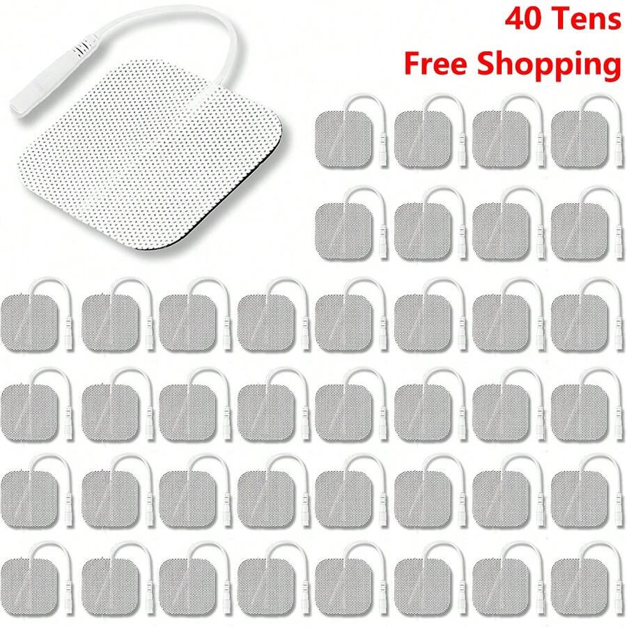 40 PCS Electrode Pads For Tens Electrode Pads EMS Replacement Unit 2x2 7000 3000 Muscle Stimulator - 黑與白 - 查看 1