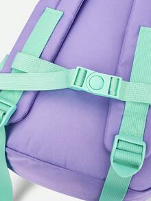 Balabala Kids Backpack Large Capacity Color Block Comfortable Daypack - Purple - View 6