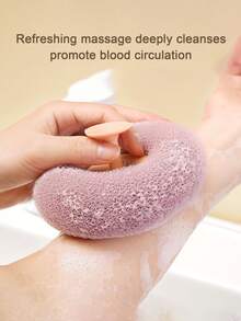1 pieza Cepillo de ducha exfoliante con ventosa - Esponja de baño de masaje, Esponja de luffa colgante, Color aleatorio