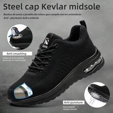Tenis De Seguridad Zapatos Industrial Trabajo Mujer Hombre - Negro - Ver 4