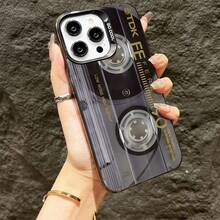 1pc Retro Cassette Tape Design Fashionable Phone Case, Commuter Series Case Compatible With IPhone 11, 12, 13 Pro Max, 14 Pro Max, 15 Pro Max, 16, 13, 14, 15, Plus, Pro, Max, Personalized Durable Accessories For Stylish Phone Users, Gifts For Friends And Family - Multicolor - View 3