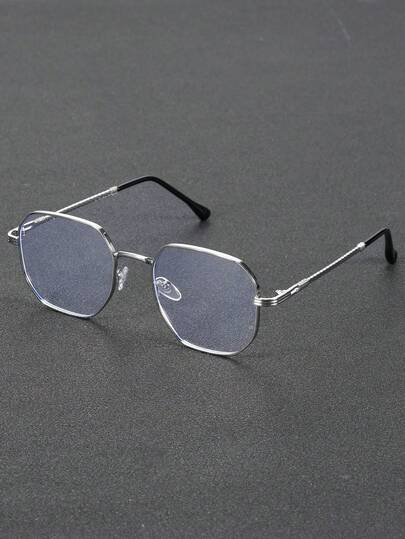 1 pieza Gafas transparentes de alta calidad con diseño geométrico de metal para mujer, accesorios para actividades al aire libre, festivales musicales, vacaciones, vida diaria y vuelta al colegio