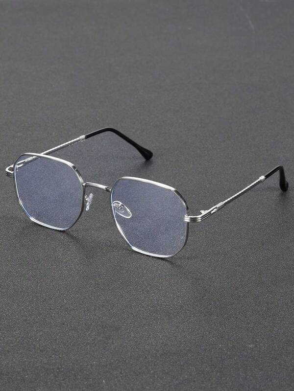 1 pieza Gafas transparentes de alta calidad con diseño geométrico de metal para mujer, accesorios para actividades al aire libre, festivales musicales, vacaciones, vida diaria y vuelta al colegio